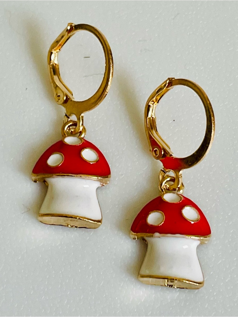 Cute Mushroom Gold Small Earrings NEW